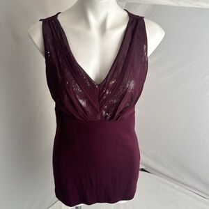 Express merlot rhinestone embellished sleeveless stretch top